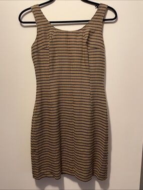 S.    UNIQUE  Plaid Sleeveless Mini Dress in Corn Yellow & Navy